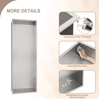 Brushed Stainless Steel Wall Shower  Niche , Double Recessed Shower Shelf for Bathroom EasyOptionXY LLC
