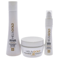 The Revival Series Travel Kit by Helis Gold for Unisex - 3 Pc 3.3oz Revitalize Shampoo, 3.3oz Restructure Masque, 1oz Crystal Cream EasyOptionXY LLC