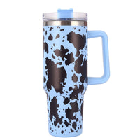 40oz 5D cowprint Insulated Tumbler With Handle And Straw Lid Portable Large Capacity water bottle, Heat preservation,304 Stainless Steel Cup For Outdoor Sports, Travel & Camping Birthday Gift EasyOptionXY LLC