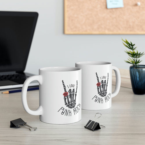 I Love Punk Rock Skeleton Hand Mug EasyOptionXY LLC