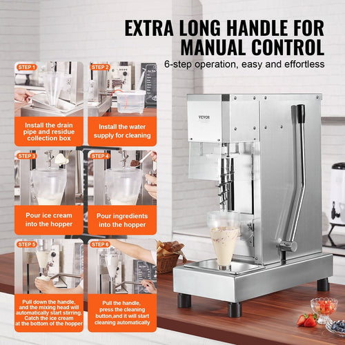 VEVOR Ice Cream Blender 750W Ice Cream Mixer Stir Machine 304 Stainless Steel EasyOptionXY LLC