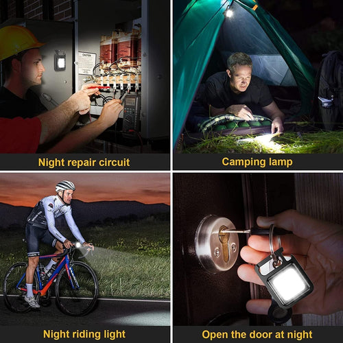 Cob Keychain Work Light 800 Lumens Rechargeable Waterproof Portable Led Small Flashlights 4 Modes (2 Pack) EasyOptionXY LLC