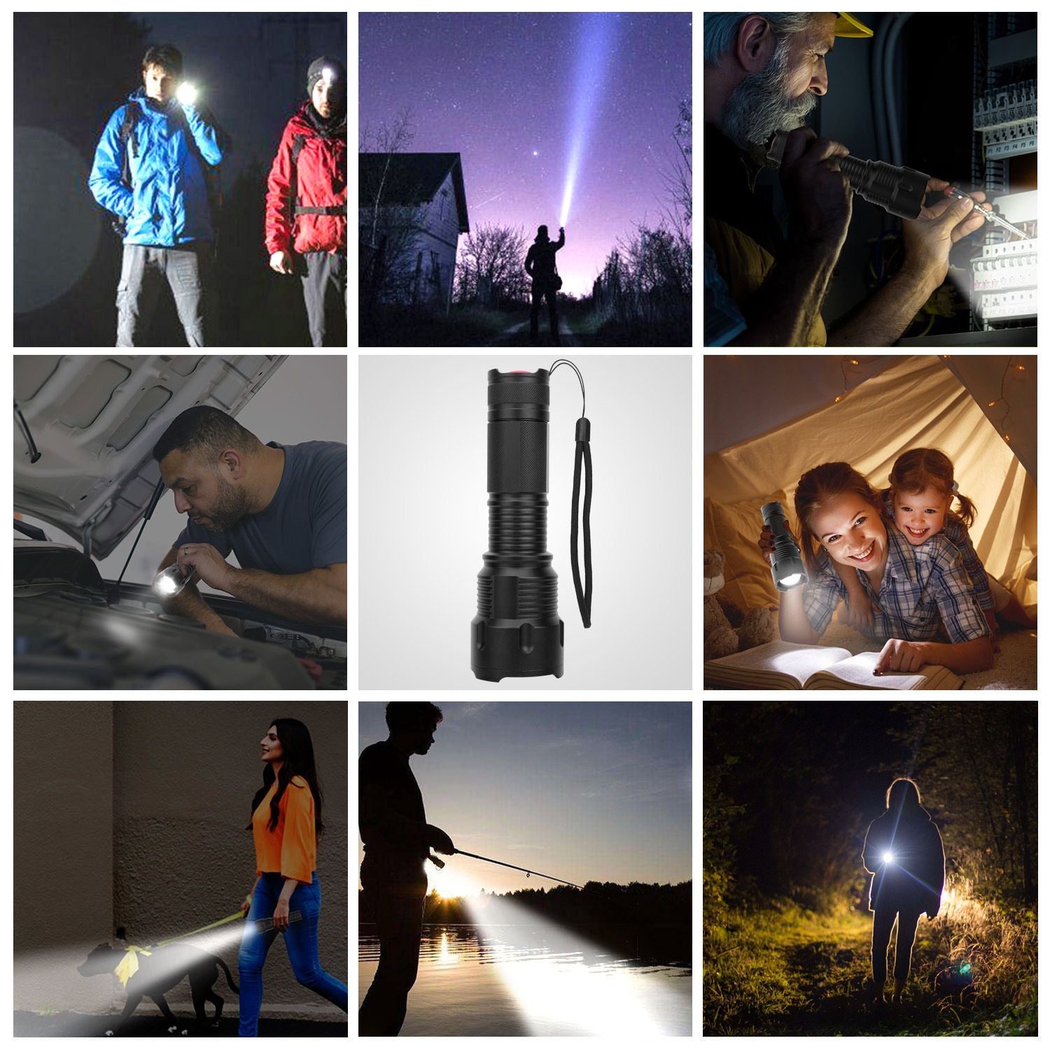 LED Rechargeable Flashlight Zoomable Aluminum Alloy Flashlight Torch EasyOptionXY LLC