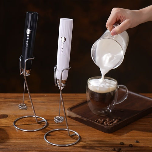 1 Milk Frother With Stand Handheld Frothing Electric Whisk With ; Speed Blender; Milk Froth; Mini Blender And Coffee Blender Froth Smoothie; Latte; EasyOptionXY LLC
