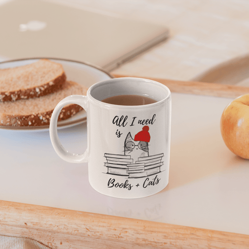Book Lovers Mug, All I Need is Books & Cats Mug EasyOptionXY LLC