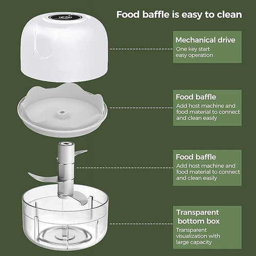 Mini Electric Garlic Chopper, Food Processors Small, Garlic Mincer Crusher Vegetable Chopper, Meat Grinder Masher Kitchen Tool, Portable Blender for Onion, Ginger, Veggie, Spice, Herb, Fruit, Nuts EasyOptionXY LLC