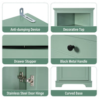 Green Triangle Tall Cabinet with 3 Drawers and Adjustable Shelves for Bathroom, Kitchen or Living Room, MDF Board with Painted Finish EasyOptionXY LLC