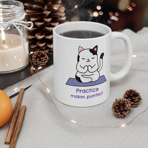 Yoga Theme - Practice Makes Purrfect Mug EasyOptionXY LLC