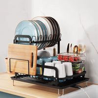 2-Tier Dish Drying Rack for Kitchen Counter Space Saving Rustproof Dish Rack with Drainboard Detachable Kitchen Drainer Organizer Set EasyOptionXY LLC