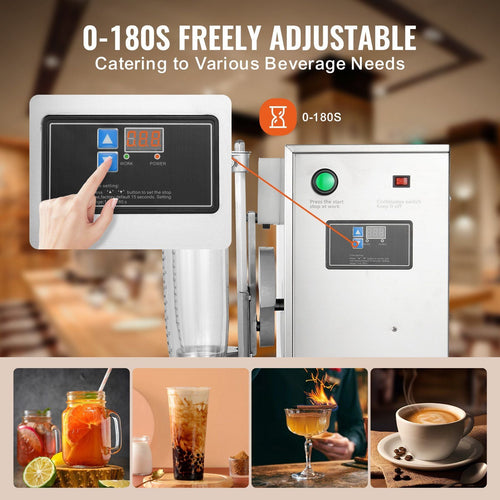 VEVOR Milkshake Maker Machine, 120W Commercial Milk Tea Shaker Machine, Double Head Milk Shake Mixer Machine, 0-180s Adjustable Milkshake Blender, with 1 L PC Cup, for Milk Tea Store EasyOptionXY LLC