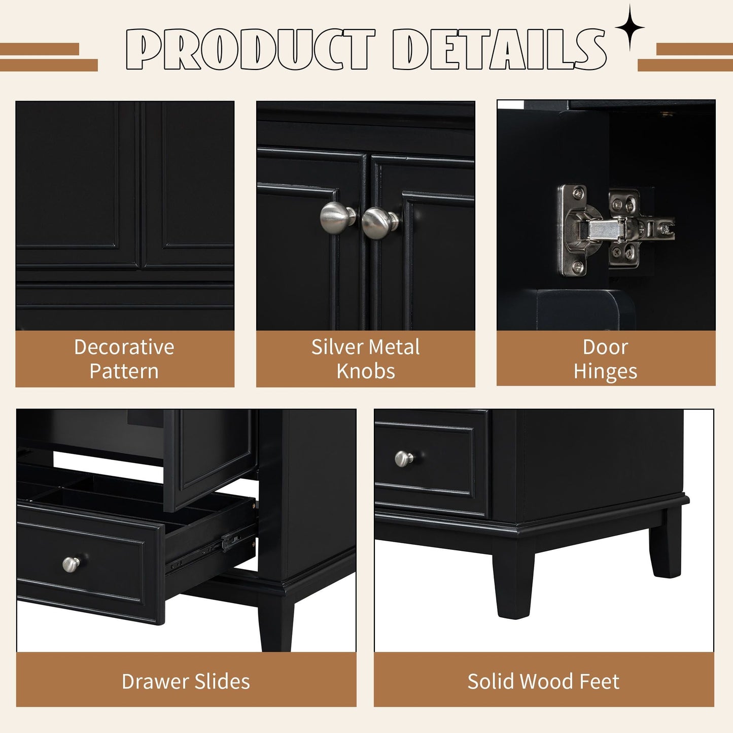 30\" Bathroom Vanity with Sink Combo, Multi-functional Bathroom Cabinet with Doors and Drawer, Solid Frame and MDF Board EasyOptionXY LLC