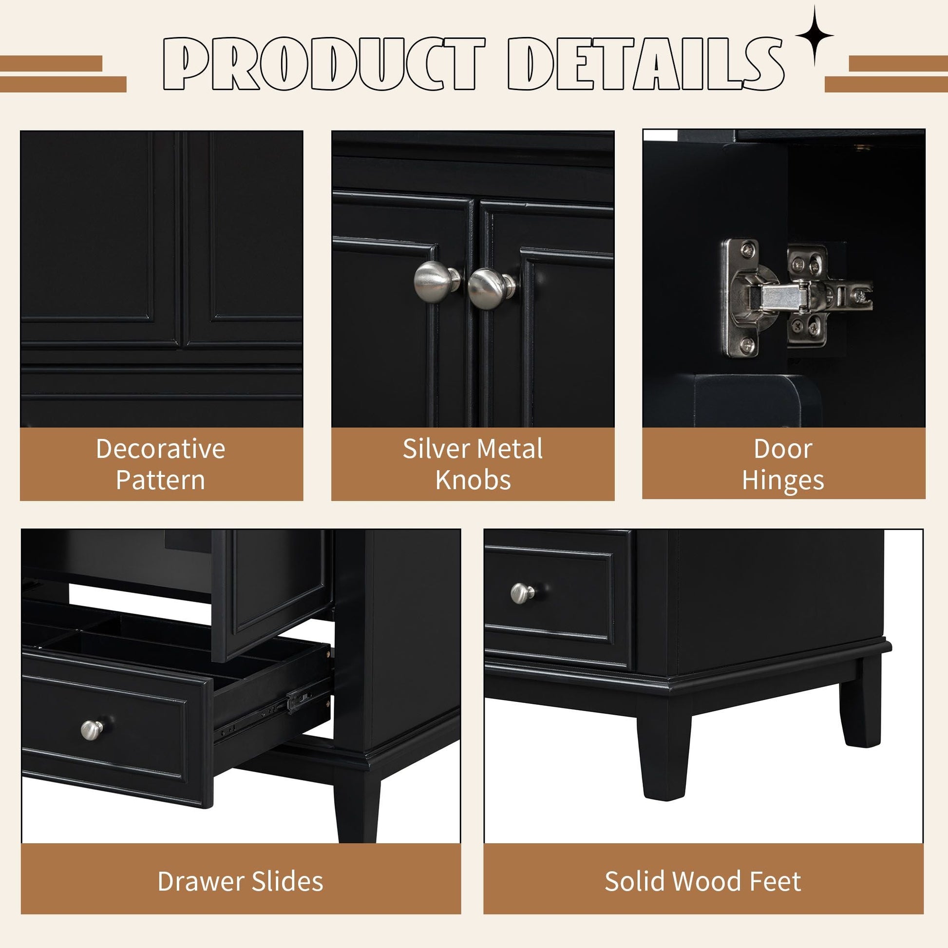 30\" Bathroom Vanity with Sink Combo, Multi-functional Bathroom Cabinet with Doors and Drawer, Solid Frame and MDF Board EasyOptionXY LLC