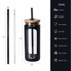 Glass Water Tumble Straw Silicone Bamboo Lids Iced Coffee Cup Bottle Reusable EasyOptionXY LLC
