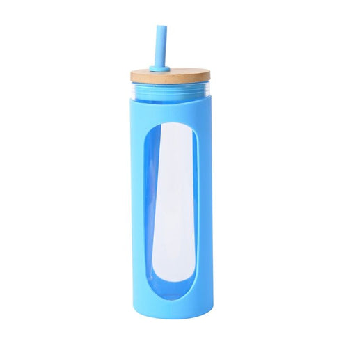 Glass Water Tumble Straw Silicone Bamboo Lids Iced Coffee Cup Bottle Reusable EasyOptionXY LLC