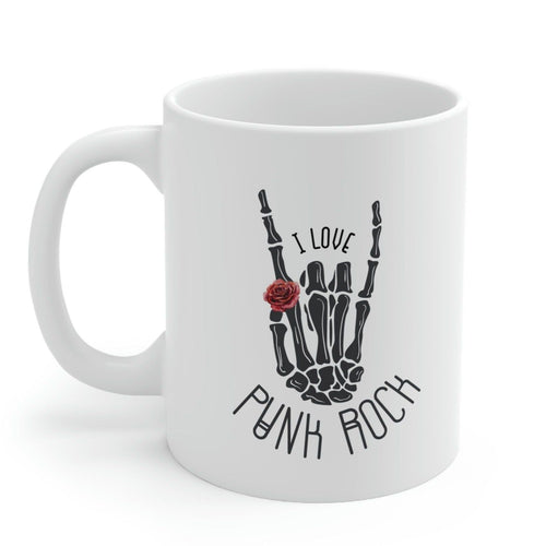 I Love Punk Rock Skeleton Hand Mug EasyOptionXY LLC