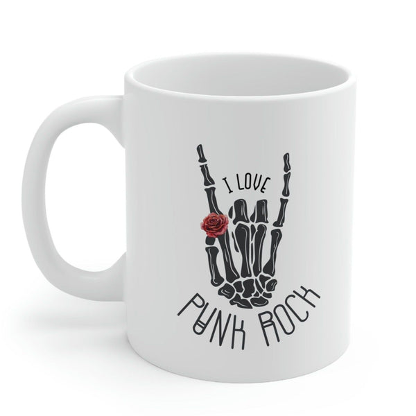I Love Punk Rock Skeleton Hand Mug EasyOptionXY LLC