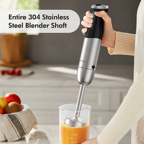 KOIOS 1000W Immersion Hand Blender, Multifunctional 5-in-1 Handheld Blender, 12-Speeds, Stainless Steel blender shaft, includes 600ml Mixing Beaker, 500ml Chopper, Whisk Attachment and Milk Frother EasyOptionXY LLC