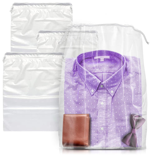 Clear Drawstring Bag, 9 x 12 Inches. Pack of 50 Clear Plastic Drawstring Bags. 2 Mil Drawstring Clear Plastic Bags. Waterproof Clear Plastic Bags Drawstring for Cosmetics, Toiletries EasyOptionXY LLC