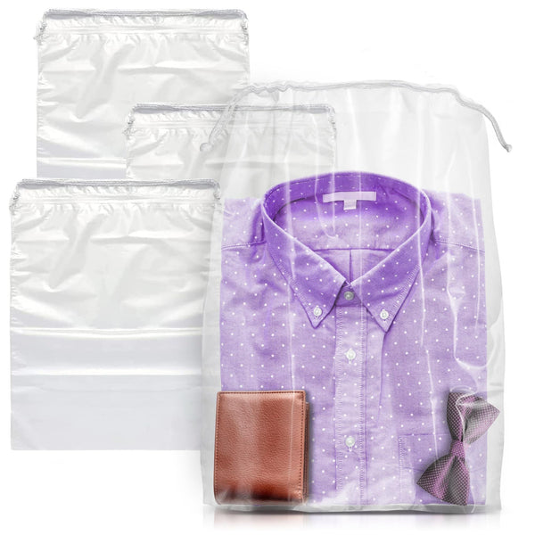 Clear Drawstring Bag, 9 x 12 Inches. Pack of 50 Clear Plastic Drawstring Bags. 2 Mil Drawstring Clear Plastic Bags. Waterproof Clear Plastic Bags Drawstring for Cosmetics, Toiletries EasyOptionXY LLC