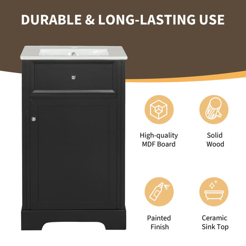 20\" Bathroom Vanity with Sink, Bathroom Cabinet with Soft Closing Door, Storage Rack and Adjustable Shelves EasyOptionXY LLC