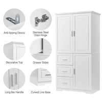Tall and Wide Storage Cabinet with Doors for Bathroom/Office, Three Drawers EasyOptionXY LLC
