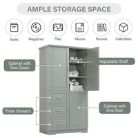 Tall and Wide Storage Cabinet with Doors for Bathroom/Office, Three Drawers EasyOptionXY LLC
