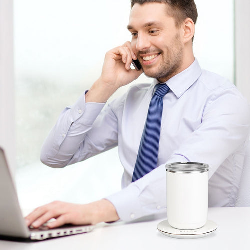 Self Stirring Coffee Mug with Lid Temperature Control Self-Heating Automatic Magnetic Mixing Mug with 3 Heat Settings Auto-Off Function For Coffee Tea Milk Cocoa Stainless Steel EasyOptionXY LLC