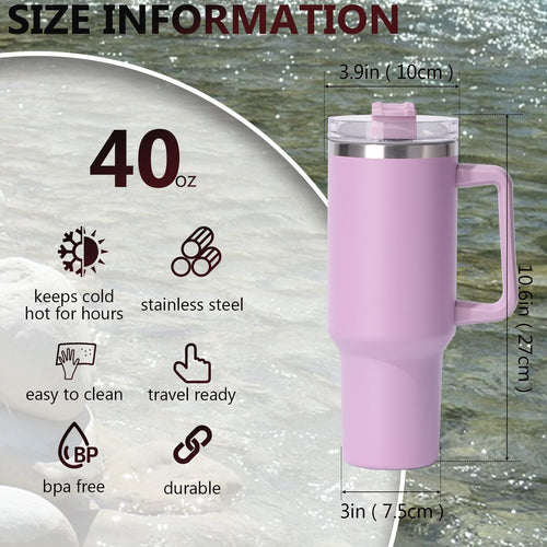 40oz large capacity tumbler, With Handle And Straw Lid, Insulated Reusable Stainless Steel Water Bottles Travel Mug Coffee Cup car cup water cup For Men Women Outdoor Camping Driving,  gift EasyOptionXY LLC