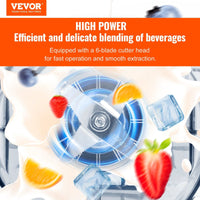 VEVOR Professional Blender with Shield, Commercial Countertop Blenders, 68 oz Glass Jar Blender Combo, Stainless Steel 9 Speed & 5 Functions Blender, for Shakes, Smoothies, Peree, and Crush Ice, White EasyOptionXY LLC