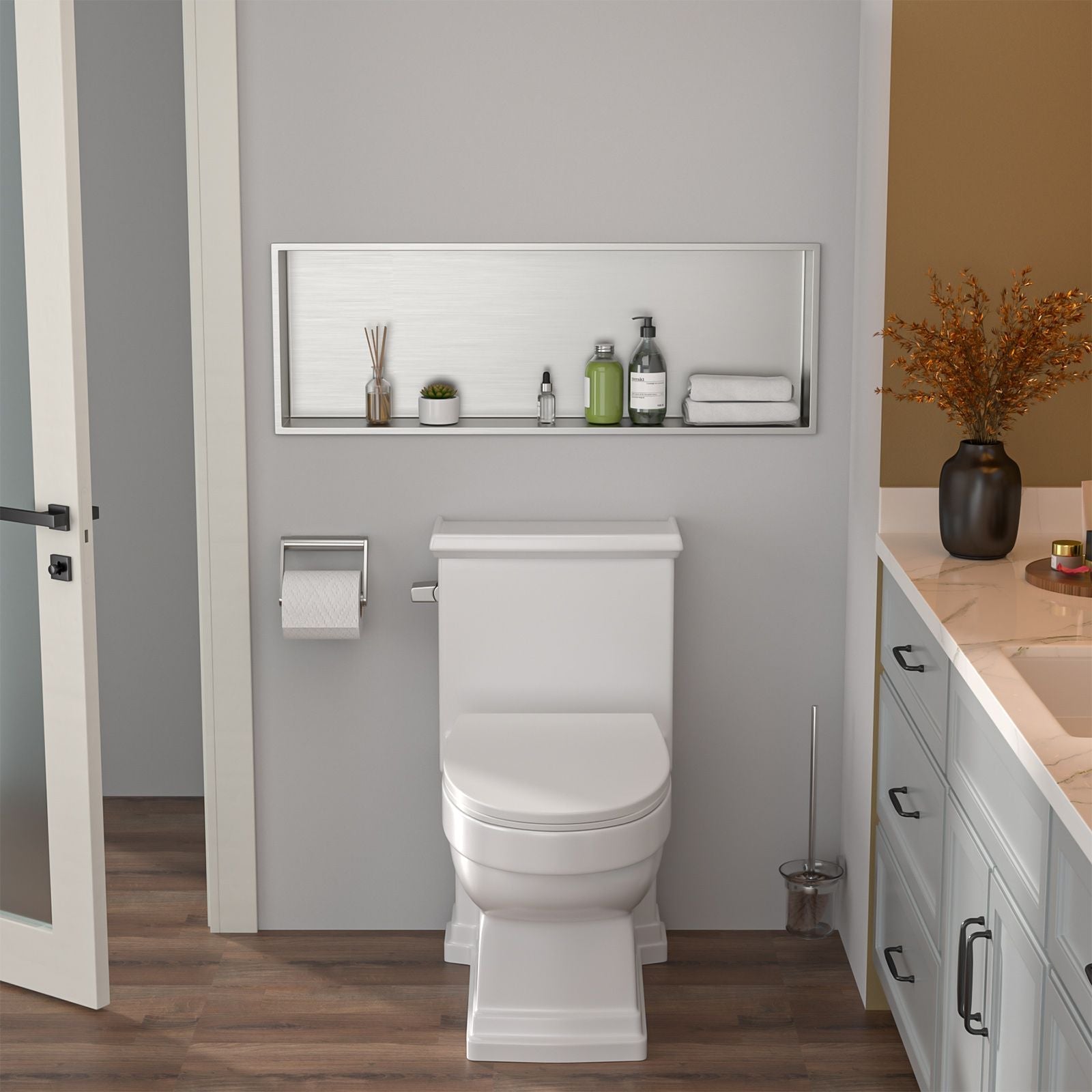Brushed Stainless Steel Wall Shower  Niche , Double Recessed Shower Shelf for Bathroom EasyOptionXY LLC