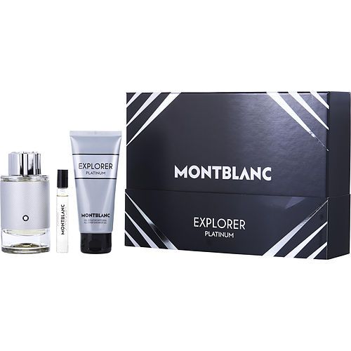 MONT BLANC EXPLORER PLATINUM by Mont Blanc EAU DE PARFUM SPRAY 3.3 OZ & SHOWER GEL 3.3 OZ & EAU DE PARFUM SPRAY 0.25 OZ MINI EasyOptionXY LLC
