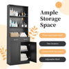 Bathroom Storage Cabinet, Cabinet with Two Doors and Drawers, Adjustable Shelf, Three-layer Open Shelf, MDF Board EasyOptionXY LLC
