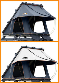 Roll over image to zoom in Adventurer Plus Rooftop Tent Hardshell with Side Awning, Air Conditioner Outlet with Bracket, &Replaceable Rain Flies, Truck Bed Tent for Camping, Pop Up Overland Roof Tents EasyOptionXY LLC