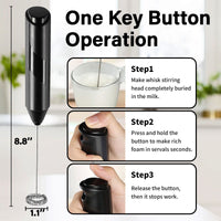 Milk Frother, Handheld Electric Blender stick, Drink Mixer with F ood G rade Stainless Steel Stirrer, Battery Operated Foam Maker for Coffee, Cappuccino, Frappe, Matcha, Hot Chocolate Latte EasyOptionXY LLC