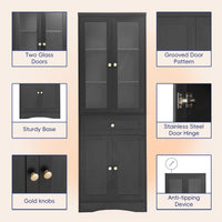 Tall Bathroom Storage Cabinet, Cabinet with Four Doors and Drawers, Adjustable Shelf, MDF Board EasyOptionXY LLC