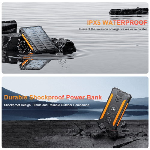 Power Bank Wireless Charger 20000mAh Fast Charging Power Bank for All Mobile Devices, Solar Portable Charger with Dual Flashlights, Carabiner EasyOptionXY LLC