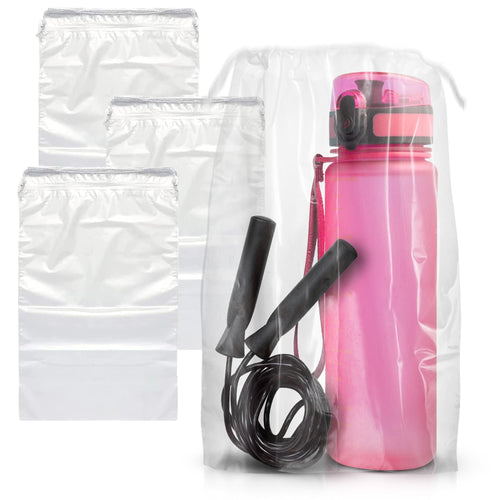 Clear Drawstring Bag, 6 x 10 Inches. Pack of 50 Clear Plastic Drawstring Bags. 2 Mil Drawstring Clear Plastic Bags. Waterproof Clear Plastic Bags Drawstring for Cosmetics, Toiletries EasyOptionXY LLC