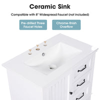 30" Bathroom Vanity with Sink, Bathroom Cabinet with A Door, Three Drawers, Solid Wood Legs & MDF Board, Adiustable Foot Pads, White EasyOptionXY LLC