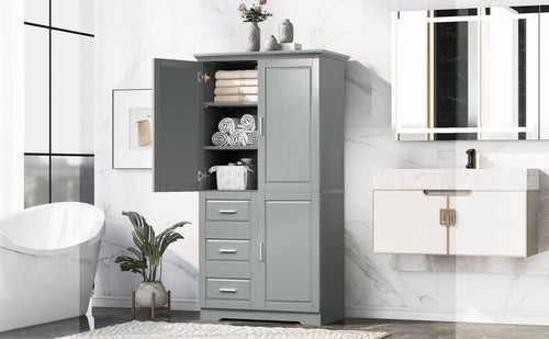 Tall and Wide Storage Cabinet with Doors for Bathroom/Office, Three Drawers EasyOptionXY LLC