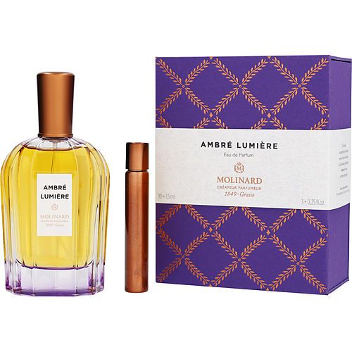 MOLINARD AMBRE LUMIERE by Molinard EAU DE PARFUM SPRAY 3 OZ & EAU DE PARFUM ROLL-ON 0.25 OZ MINI EasyOptionXY LLC