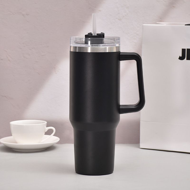 40oz Handle Car Cup with pipette stainless Steel insulated Cold beer cup portable ice cup with handle; Insulated Reusable Leakproof Stainless Steel Water Bottle Travel Mug Iced Coffee Cup EasyOptionXY LLC