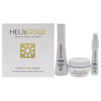 The Revival Series Travel Kit by Helis Gold for Unisex - 3 Pc 3.3oz Revitalize Shampoo, 3.3oz Restructure Masque, 1oz Crystal Cream EasyOptionXY LLC
