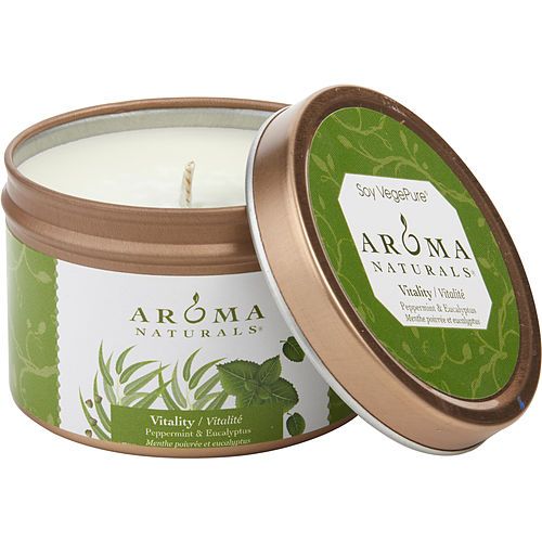 VITALITY AROMATHERAPY by Vitality Aromatherapy ONE 2.5x1.75 inch TIN SOY AROMATHERAPY CANDLE. USES THE ESSENTIAL OILS OF PEPPERMINT & EUCALYPTUS EasyOptionXY LLC