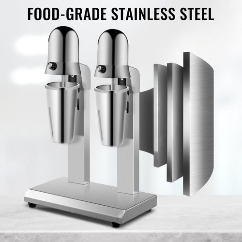 VEVOR Milkshake Maker, Double-Head Milkshake Machine, 560W Milkshake Mixer, Malt Maker with 800ml Cups (Stainless Steel/PC), 2-Speed Electric Milk Shake Machine, 36000RPM Drink Mixer, Stainless Steel EasyOptionXY LLC