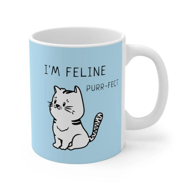 I'm Feline Purr-Fect Mug in Blue EasyOptionXY LLC