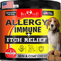 Dog Anti Itch Allergy Relief Chews Dry Itchy Skin Hot Spot Treatment with Probiotic Omega 3 Oil Immune Supplement Seasonal Allergies Medicine for Dogs Puppy 140 Bites EasyOptionXY LLC