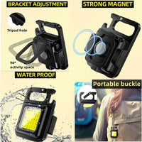 Cob Keychain Work Light 800 Lumens Rechargeable Waterproof Portable Led Small Flashlights 4 Modes (2 Pack) EasyOptionXY LLC
