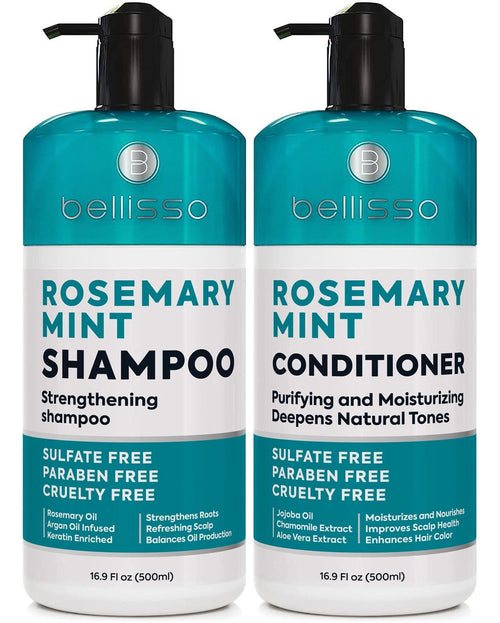 Rosemary Oil and Mint Shampoo and Conditioner Set Sulfate Free with Peppermint Moisturizing Products for Women and Men Helps Flaky Dry Scalp and Dandruff Salon Thickening for Thinning Hair EasyOptionXY LLC