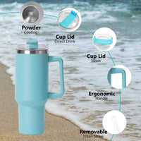 40oz large capacity tumbler, With Handle And Straw Lid, Insulated Reusable Stainless Steel Water Bottles Travel Mug Coffee Cup car cup water cup For Men Women Outdoor Camping Driving,  gift EasyOptionXY LLC