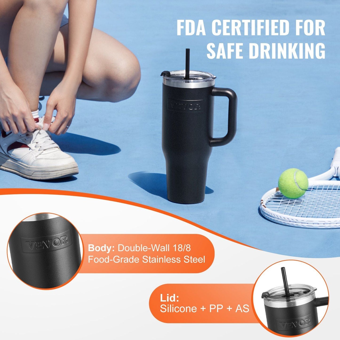 40 oz Insulated Water Bottle Stainless Steel Coffee Cup Handheld Black EasyOptionXY LLC